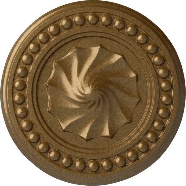 Ekena Millwork Foster Shell Ceiling Medallion (Fits Canopies up to 9 5/8"), Hand-Painted Pale Gold, 15 3/4"OD x 2"P CM15FOPAS - main